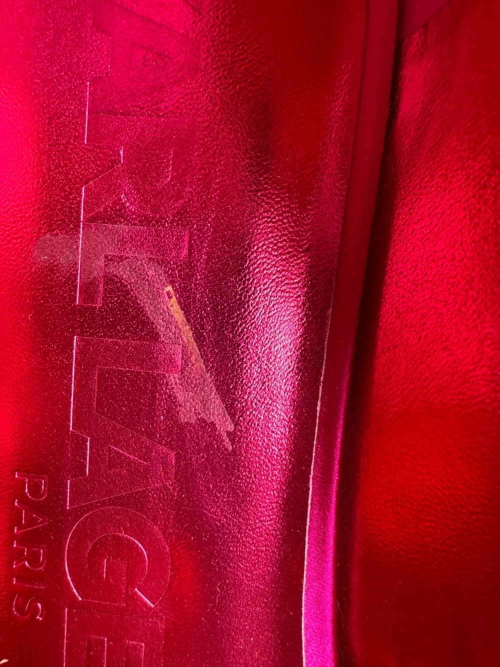 Karl Lagerfeld Veyda Hot Pink Satin Pointed Mary Jane Flats with Gold Studs - Picture 5 of 11